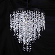 Load image into Gallery viewer, Wellmet Black Crystal Chandelier 24 inch, 3-Tier Modern Round K9 Crystals Light Fixtures for Dining Room, Contemporary Pendant Light FixtureKitchen Is
