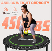 Carregar imagem no visualizador da galeria, BCAN 450/550 LBS Foldable Mini Trampoline, 40&quot;/48&quot;/50&quot; Fitness Trampoline with Bungees, U/T Shape Adjustable Foam Handle, Stable &amp; Quiet Exercise Rebo
