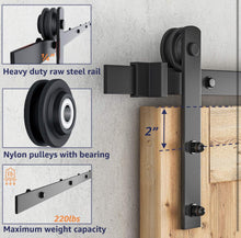 Load image into Gallery viewer, SMARTSTANDARD 8ft Barn Door Hardware kit, Barn Door Track, Sliding Door Hardware kit, Smoothly and Quietly - Heavy Duty Sturdy -Easy to Install, Fit 4
