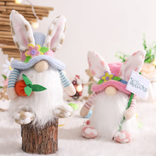 Load image into Gallery viewer, Easter Bunny Ears Plush Gnomes, Light Blue and Pink
