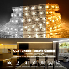 Cargar imagen en el visor de la galería, 110V Dimmable CCT Tunable White LED Strip Light - Eco Strip - 2800K-6000K - 203 Lumens - Indoor/Outdoor
