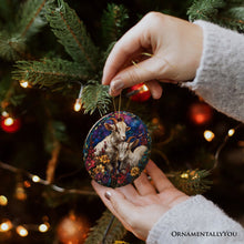 Load image into Gallery viewer, Elegant Goat Stained Glass Theme Ceramic Ornament, Billy Buck and Doe Mountain Animal Decor
