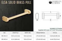 Load image into Gallery viewer, Elsa Solid Brass Drawer Pull - 3.75 Inch Centers
