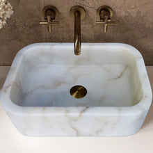 Carregar imagem no visualizador da galeria, European Sugar White Marble Sink Rectangular Above Vanity Bathroom Sink (W)18&quot; (L)12&quot; (H)5&quot;
