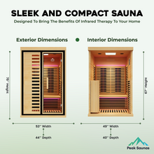 Load image into Gallery viewer, Peak Saunas Everest 2-Person Full Spectrum Infrared Sauna with XL Medical-Grade Red Light Therapy &amp; Smart WiFi App Control
