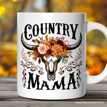Load image into Gallery viewer, Country Mama Floral Vintage Mug, Western Buffalo Skull Gift for Moms
