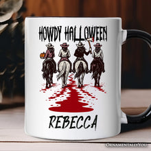 Carregar imagem no visualizador da galeria, Howdy Halloween Cowgirl Women Personalized Mug, Empowered Western Spooky Gift with Custom Name
