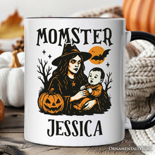 Carregar imagem no visualizador da galeria, Momster Personalized Mug for Spooky Season, Witchy Halloween Gift with Custom Name for Moms
