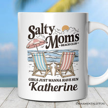 Carregar imagem no visualizador da galeria, Salty Moms Beach Club Personalized Mug, Retro Summer Gift with Custom Name
