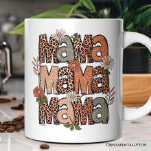 Carregar imagem no visualizador da galeria, Leopard Mama Floral Mug, Retro Wildflowers Gift for Mothers
