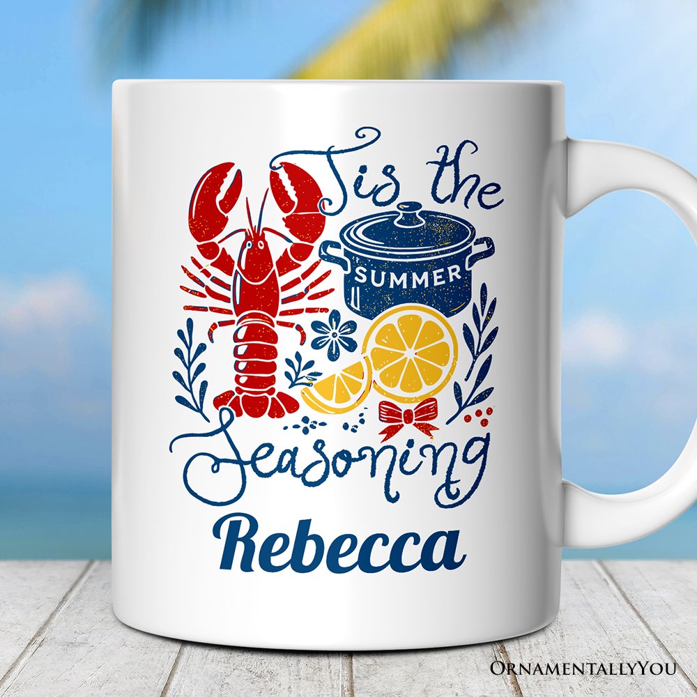 Crawfish Boil Season Summer Personalized Mug, Seafood Funny Retro Gift with Custom Name
