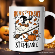 Carregar imagem no visualizador da galeria, Honk or Treat Goose Personalized Mug, Hilarious Halloween Gift with Custom Name
