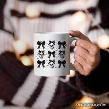 Load image into Gallery viewer, Coquette Skulls and Bows Personalized Mug, Gothic &amp; Stylish Halloween Gift with Custom Name

