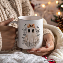 Load image into Gallery viewer, Coquette Ghost Personalized Mug, Cute Halloween Gift with Custom Name
