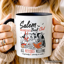 Carregar imagem no visualizador da galeria, Salem Book Club Witches Personalized Mug, Spooky Halloween Reading Girl Gift with Custom Name
