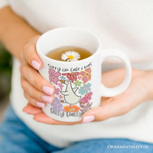 Carregar imagem no visualizador da galeria, Sorry I'm Late I Was Dilly Dallying Personalized Mug, Funny Goose and Flowers Gift with Custom Name
