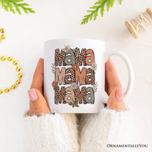 Carregar imagem no visualizador da galeria, Leopard Mama Floral Mug, Retro Wildflowers Gift for Mothers
