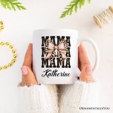 Carregar imagem no visualizador da galeria, Glitter Leopard Mama Personalized Mug, Coquette Bow Glam Gift with Custom Name

