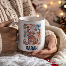 Carregar imagem no visualizador da galeria, Patriotic Statue of Liberty and Fireworks Personalized Mug, Festive 4th of July Gift with Custom Name

