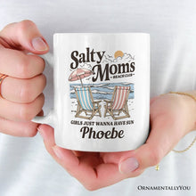 Carregar imagem no visualizador da galeria, Salty Moms Beach Club Personalized Mug, Retro Summer Gift with Custom Name
