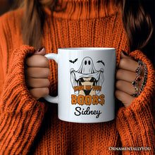 Load image into Gallery viewer, Show Me Your Boobs Halloween Personalized Mug, Funny Naughty Pun Ghost Gift with Custom Name

