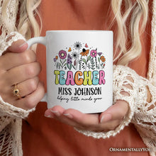 Carregar imagem no visualizador da galeria, Helping Little Minds Grow Teacher Personalized Mug, Floral Appreciation Gift with Custom Name
