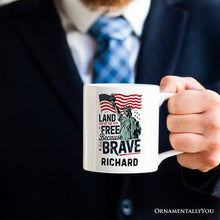 Carregar imagem no visualizador da galeria, Land of the Free Because of the Brave Personalized Mug, 4th of July Statue of Liberty Gift with Custom Name
