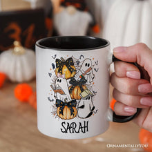 Cargar imagen en el visor de la galería, Cute Ghost Teacher Halloween Personalized Mug, Retro Boo Spooky School Gift with Custom Name

