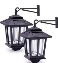 Load image into Gallery viewer, 2 Pack SmartYard Solar Aluminum Wall Hanging Lanterns with Replaceable Bulb, 4 Solar Panels,Anti-Rust
