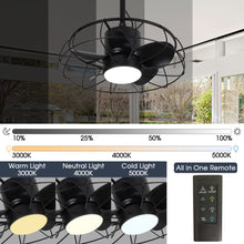 Load image into Gallery viewer, 20 Inch Vistula Outdoor DC Motor Black Industrial Hanging Buckle Downrod Ceiling Fan with Light

