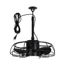 Load image into Gallery viewer, 20 Inch Vistula Outdoor DC Motor Black Industrial Hanging Buckle Downrod Ceiling Fan with Light
