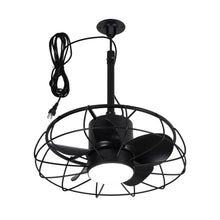 Load image into Gallery viewer, 20 Inch Vistula Outdoor DC Motor Black Industrial Hanging Buckle Downrod Ceiling Fan with Light
