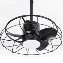 Load image into Gallery viewer, 20 Inch Vistula Outdoor DC Motor Black Industrial Hanging Buckle Downrod Ceiling Fan with Light
