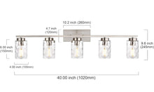 Load image into Gallery viewer, Vanity Lights for Bathroom 5 Light Sconces Vanity Light Fixture Modern Brushed Nickel Wall Mount Lighting with Clear Hammered Shade, Wall Lights for B
