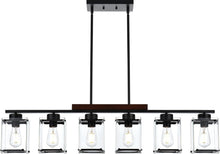 Load image into Gallery viewer, TULUCE 6 Light Farmhouse Chandelier Lighting Vintage Pendant Lighting Clear Glass Shade Flush Mount Lighting Fixture Black Pendant Lamp for Entryways,
