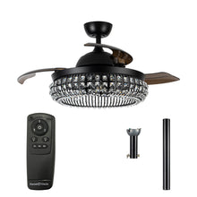 Load image into Gallery viewer, 42&quot; Modern Downrod Mount Crystal Ceiling Fan with Lighting and Remote Control
