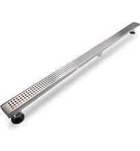 Load image into Gallery viewer, SaniteModar Linear Shower Drain, Shower Drain 60 inch with Removable Square Hole Panel, AISI Brushed 304 Stainless Steel Shower Floor Linear Drain wit
