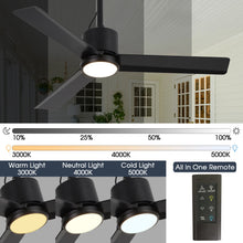 Load image into Gallery viewer, 42 Inch Rhine Indoor/Wet Outdoor IP65 Black Anywhere Waterproof Ceiling Fan with LED Light and Convenient Hanging Hook
