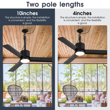 Load image into Gallery viewer, 42 Inch Rhine Indoor/Wet Outdoor IP65 Black Anywhere Waterproof Ceiling Fan with LED Light and Convenient Hanging Hook
