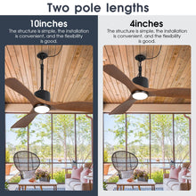 Load image into Gallery viewer, 42 Inch Patio Guard IP65 Outdoor DC Motor Black Modern Hanging Buckle Downrod Ceiling Fan with Light
