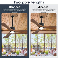 Carregar imagem no visualizador da galeria, 42 Inch Patio Guard IP65 Outdoor DC Motor Black Modern Hanging Buckle Downrod Ceiling Fan with Light

