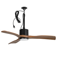 Carregar imagem no visualizador da galeria, 42 Inch Patio Guard IP65 Outdoor DC Motor Black Modern Hanging Buckle Downrod Ceiling Fan with Light
