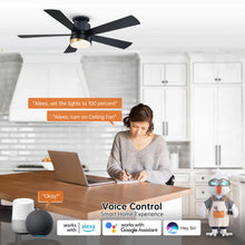 Cargar imagen en el visor de la galería, 52&quot; Flush Mount Smart Fan with LED Light
