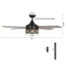 Cargar imagen en el visor de la galería, 52&quot; Cason Modern Downrod Mount Reversible Ceiling Fan with Lighting and Remote Control
