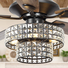 Carregar imagem no visualizador da galeria, 52&quot; Howell Modern Downrod Mount Reversible Crystal Ceiling Fan with Lighting and Remote Control
