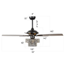 Cargar imagen en el visor de la galería, 52&quot; Howell Modern Downrod Mount Reversible Crystal Ceiling Fan with Lighting and Remote Control
