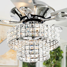 Carregar imagem no visualizador da galeria, 52&quot; Howell Modern Downrod Mount Reversible Crystal Ceiling Fan with Lighting and Remote Control
