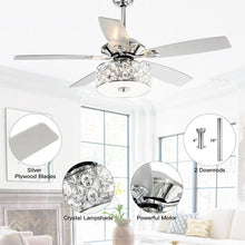 Carregar imagem no visualizador da galeria, 52&quot; Tibuh Modern Downrod Mount Reversible Crystal Ceiling Fan with Lighting and Remote Control
