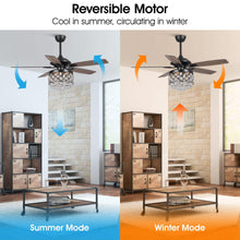 Load image into Gallery viewer, 52&quot; Berkshire Modern Downrod Mount Reversible Crystal Ceiling Fan with Lighting and Remote Control
