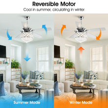 Load image into Gallery viewer, 52&quot; Berkshire Modern Downrod Mount Reversible Crystal Ceiling Fan with Lighting and Remote Control
